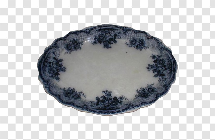 Plate Blue And White Pottery Oval Porcelain - Platter Transparent PNG