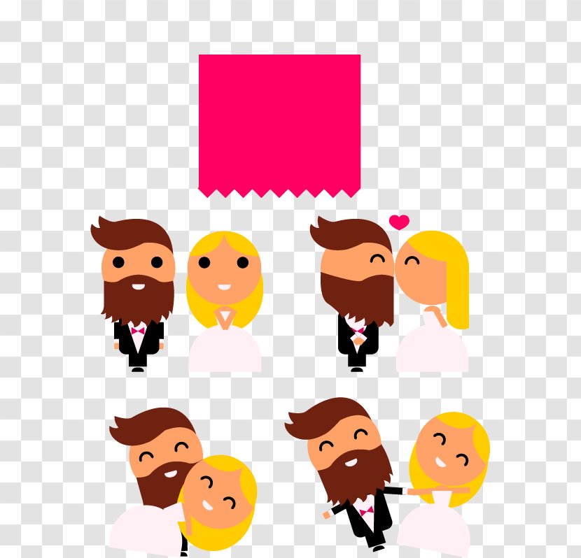 Marriage Illustration - Head - Cute Married Couple Transparent PNG