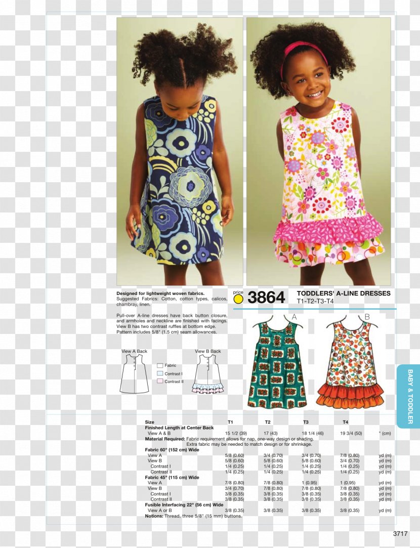A-line Children's Clothing Dress Pattern - Sizes Transparent PNG