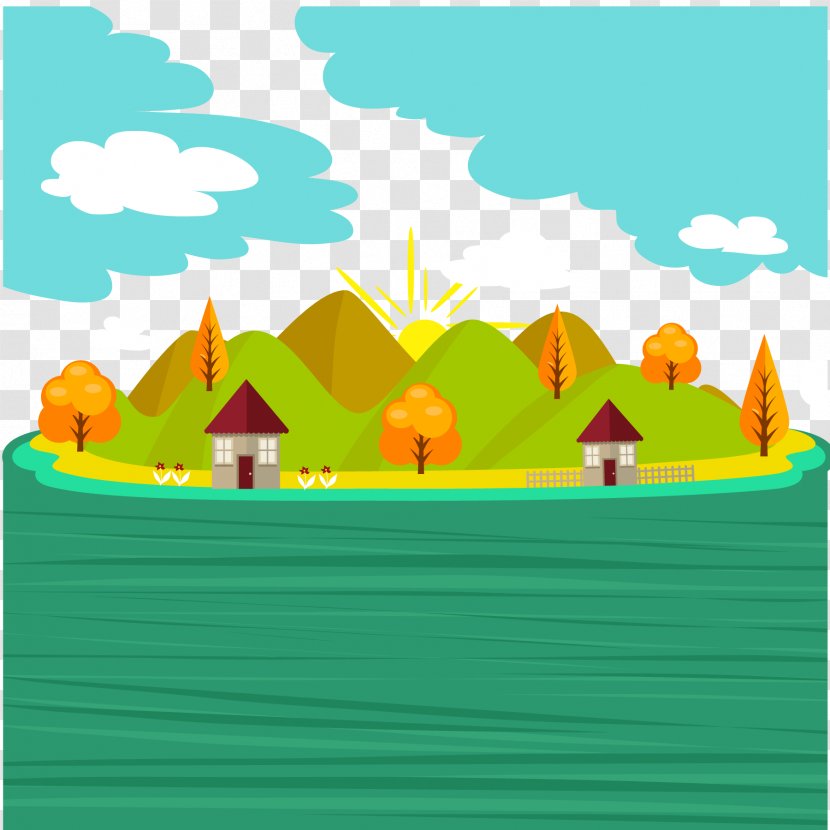 Cartoon Illustration - Yellow - Vector Green Small River Transparent PNG