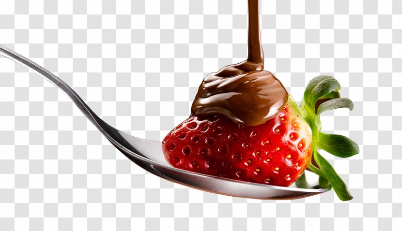 Ice Cream Strawberry Fruit Salad Mousse Chocolate Syrup - Cake - Strawberries And Sauce On Spoon Transparent PNG