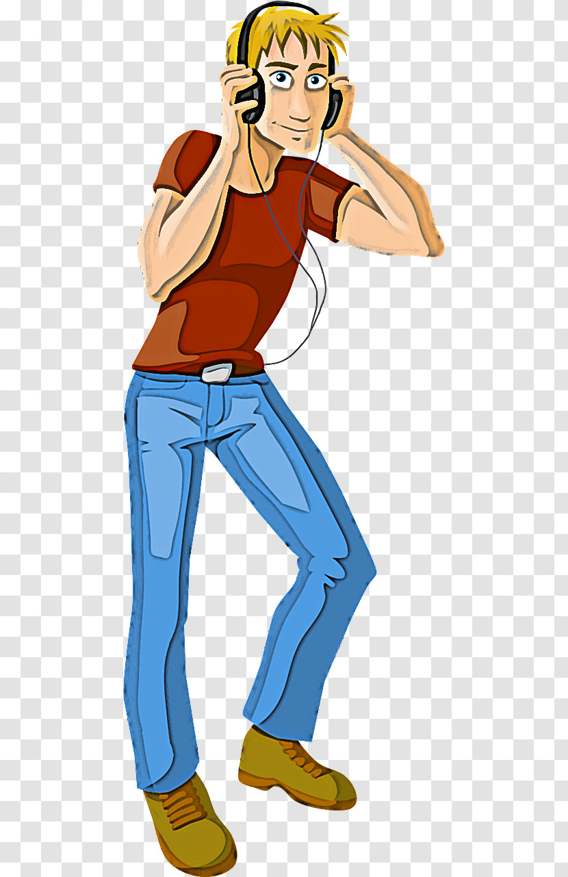 Cartoon Standing Muscle Style Jeans Transparent PNG