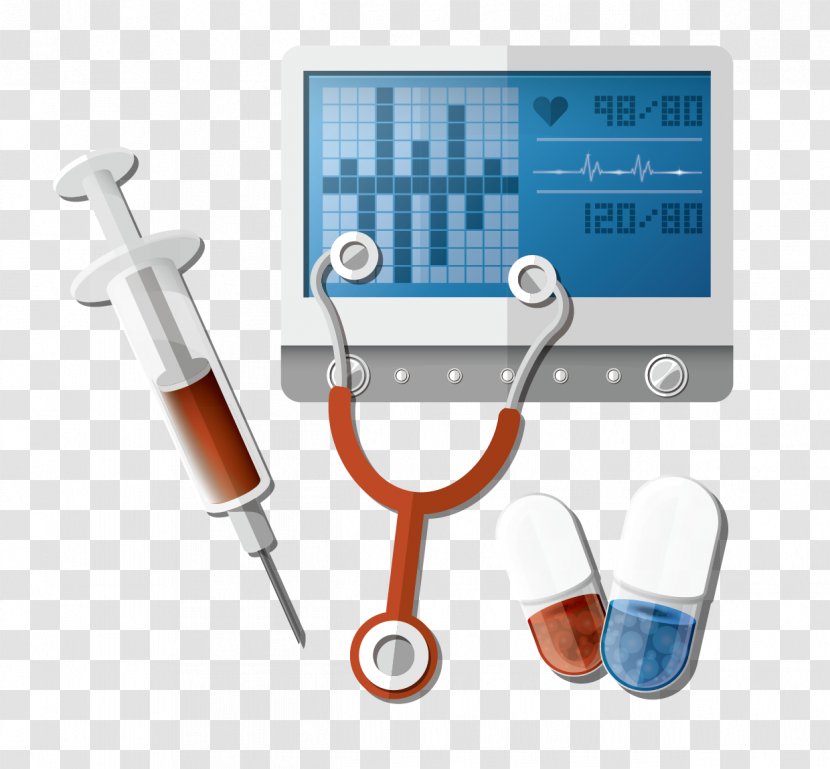 Physician Stethoscope - Hospital - Vector Doctor With Syringe Electrocardiogram Transparent PNG
