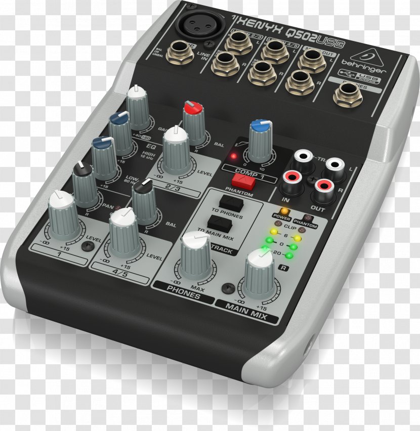 Microphone Audio Mixers Behringer Xenyx Q502USB 502 - Silhouette Transparent PNG