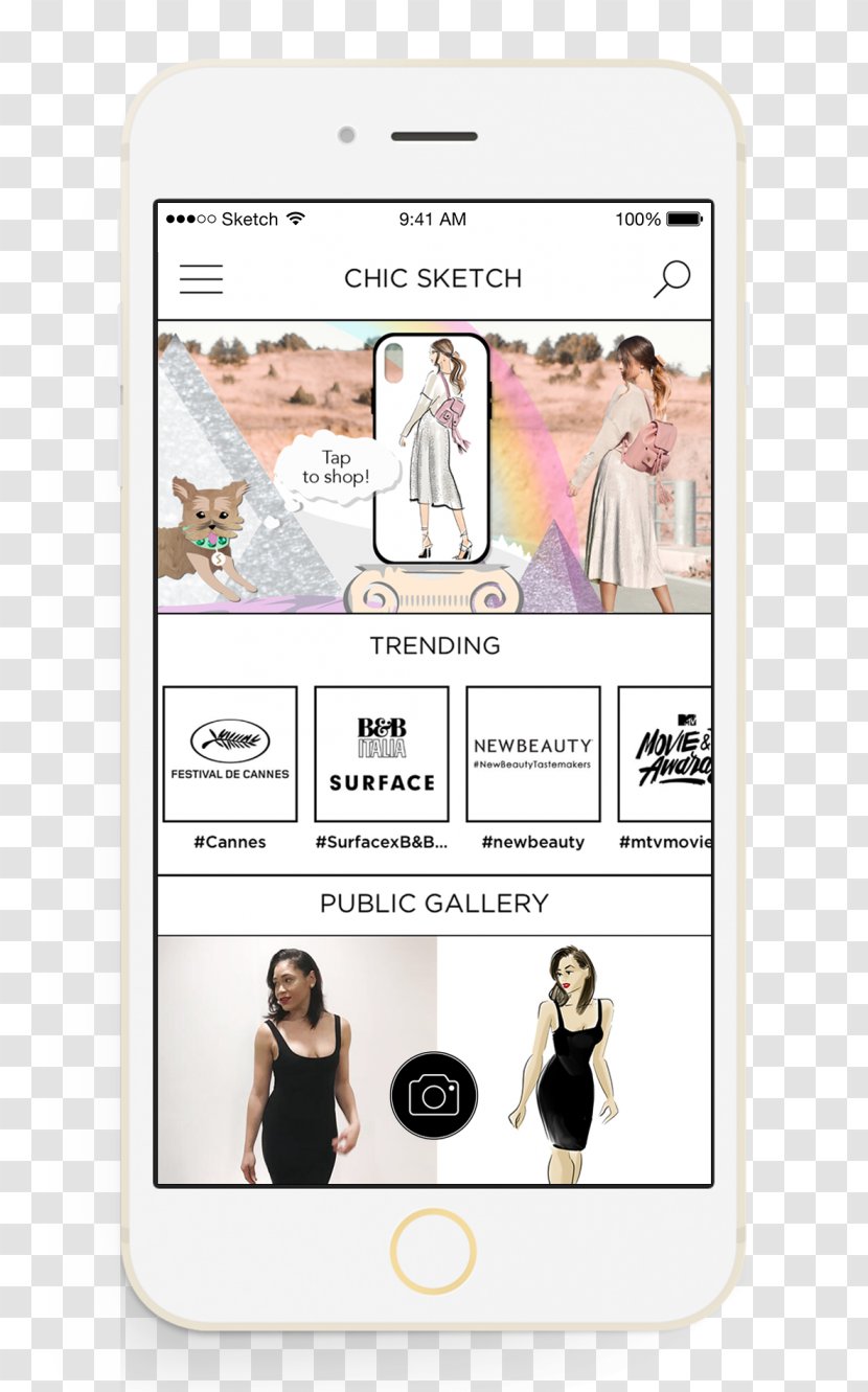 Smartphone Fashion Illustration Illustrator Sketch - Text Transparent PNG