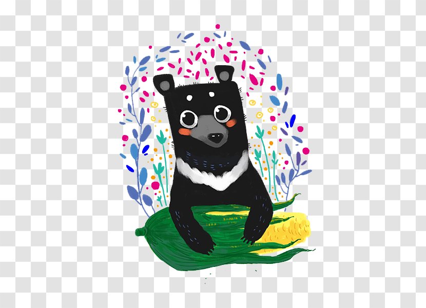 American Black Bear Cartoon Illustration - Heart - Move Corn Transparent PNG