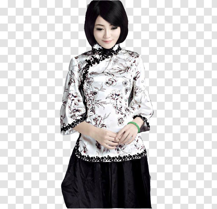 Blouse Cheongsam Sleeve Clothing Shirt - Silhouette - Physical Shy Woman Figure Transparent PNG