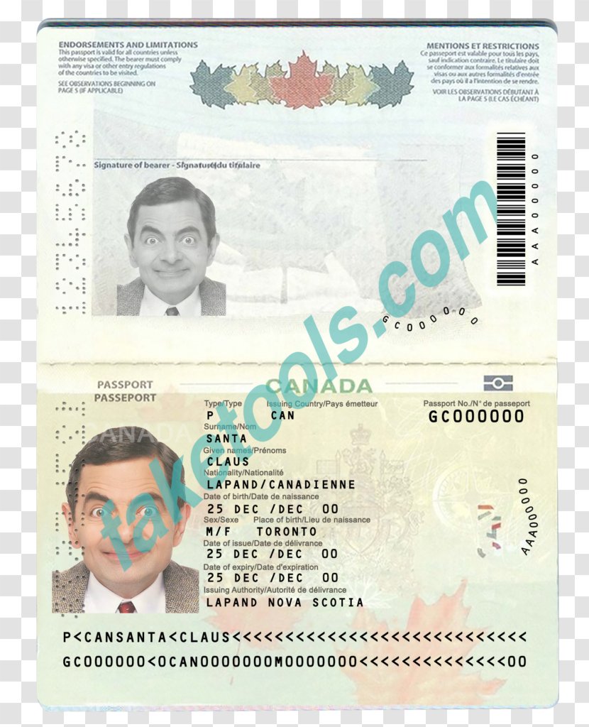 Canada Identity Document Canadian Passport Template Transparent PNG