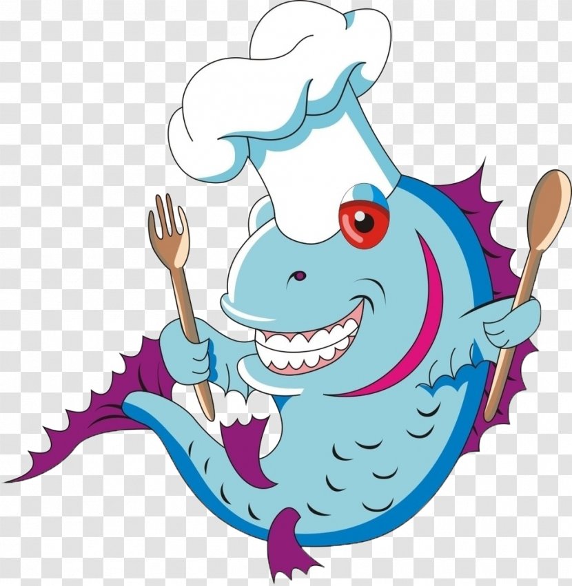 Fish Chef Food Illustration - Silhouette Transparent PNG