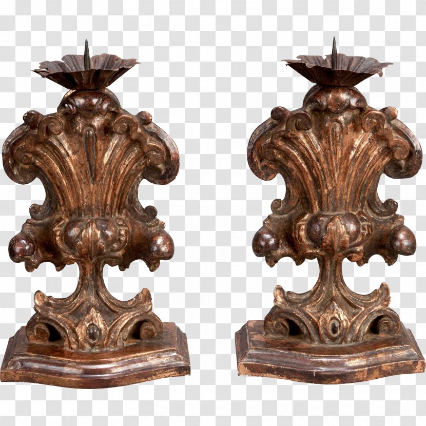 Candlestick Bronze Wood Carving Sconce - Candle Transparent PNG