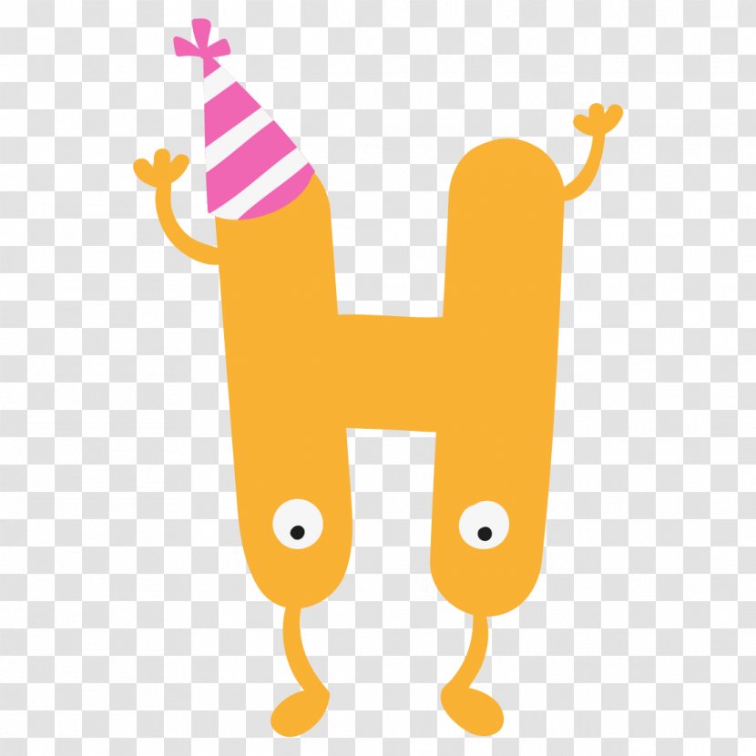 Yellow Letter H Cartoon - Joint - Man With Hat Transparent PNG