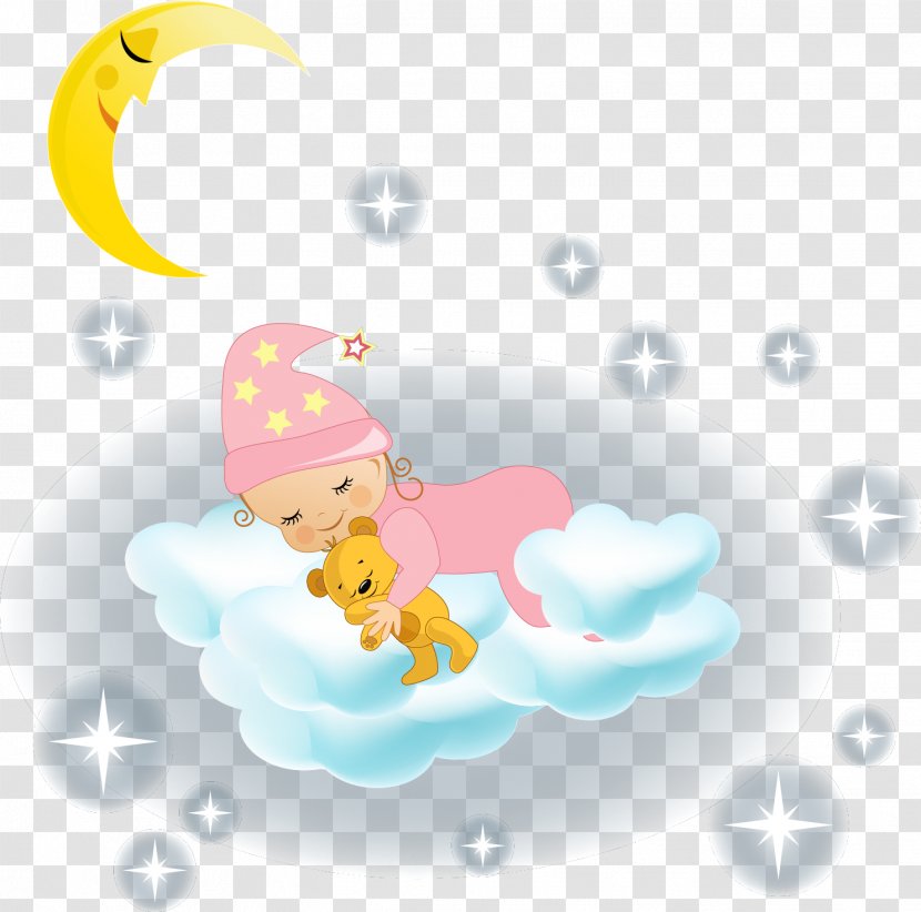 Cloud Clip Art - Child - Baby Sleeping In The Clouds Vector Transparent PNG