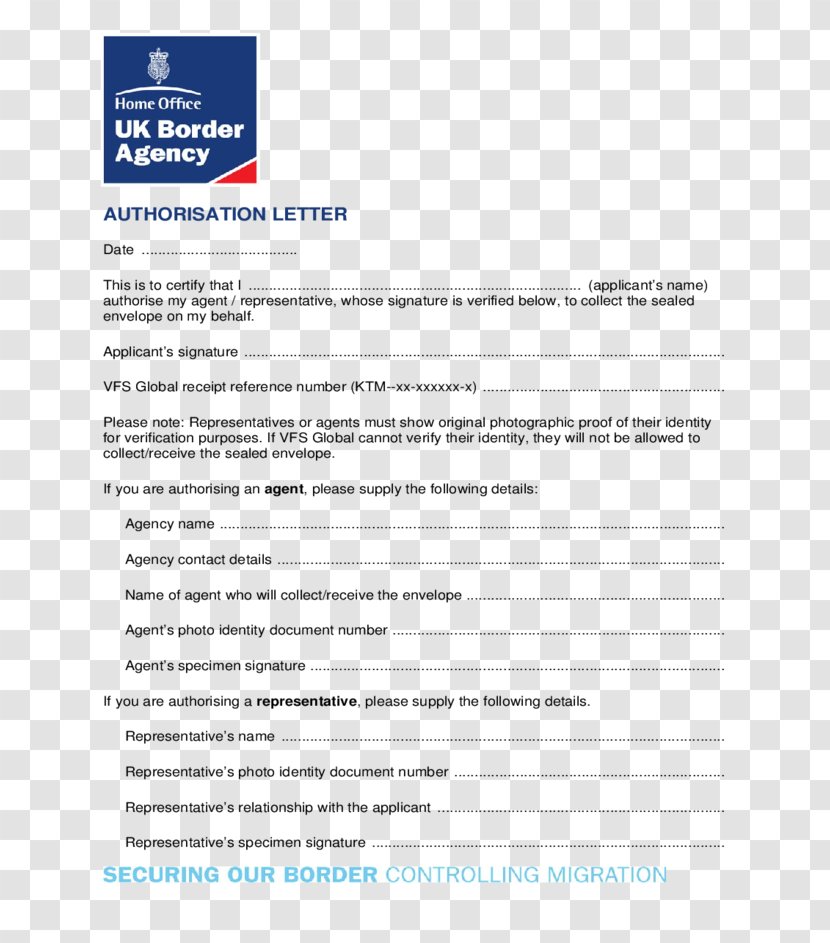 United Kingdom Résumé Authorization Cover Letter UK Border Agency - Of Recommendation Transparent PNG
