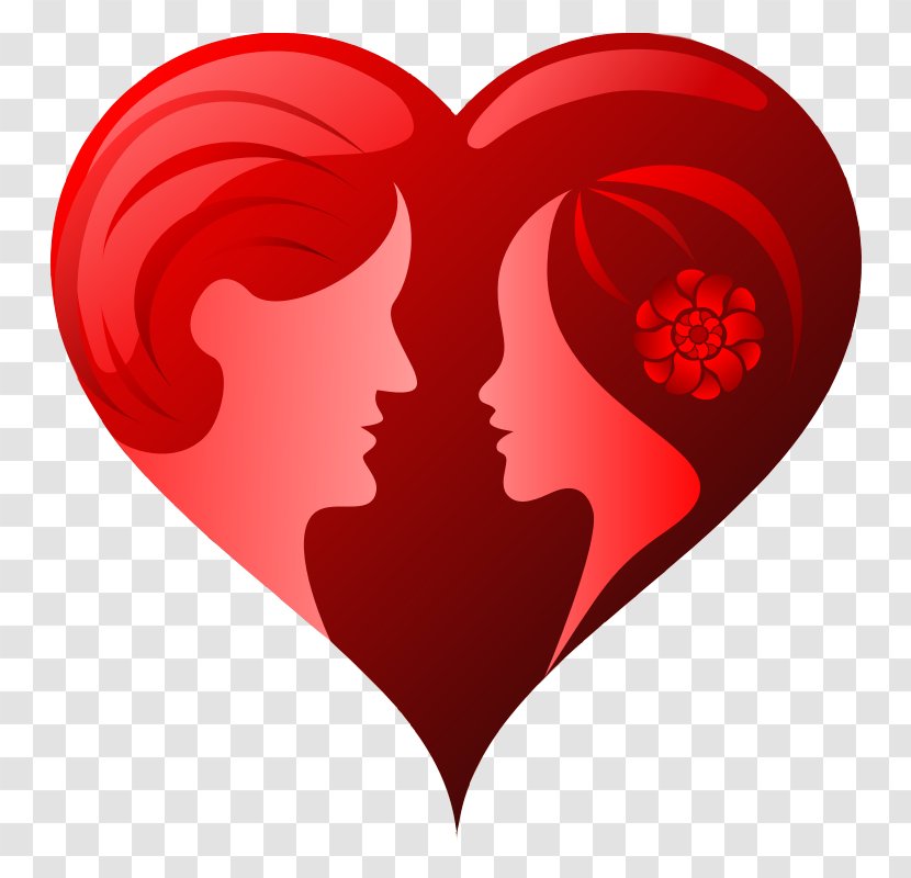 Heart Couple Dating Love Clip Art - Silhouette Transparent PNG