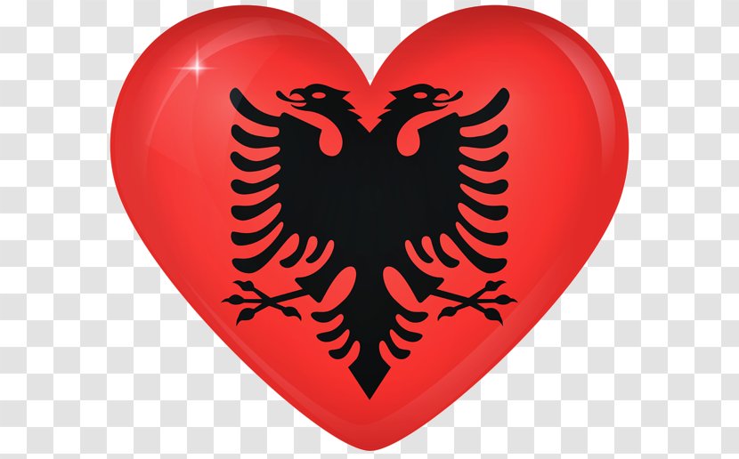 Flag Of Albania National Ensign - Heart Transparent PNG