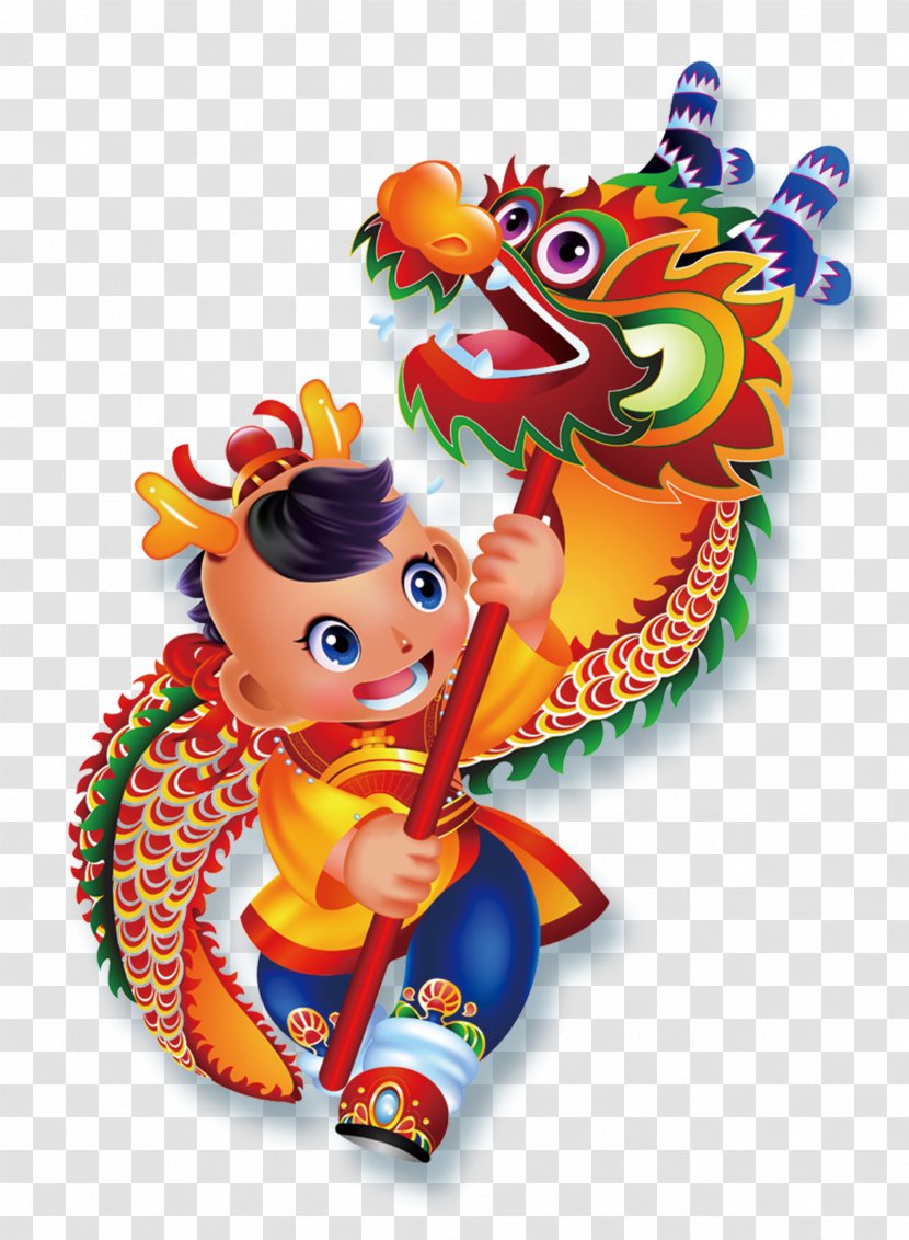 Dragon Dance Lion Chinese New Year Cartoon Illustration - Stock Photography - Children Transparent PNG