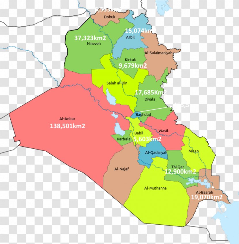 Dhi Qar Governorate Governorates Of Iraq World Map Mapa Polityczna - Topographic Transparent PNG