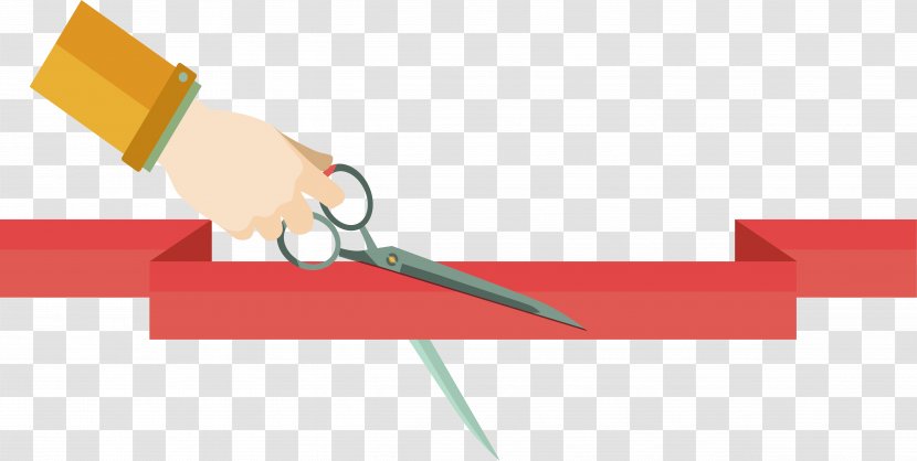 Brand Text Illustration - Poster - Red Ribbon Cutting Transparent PNG