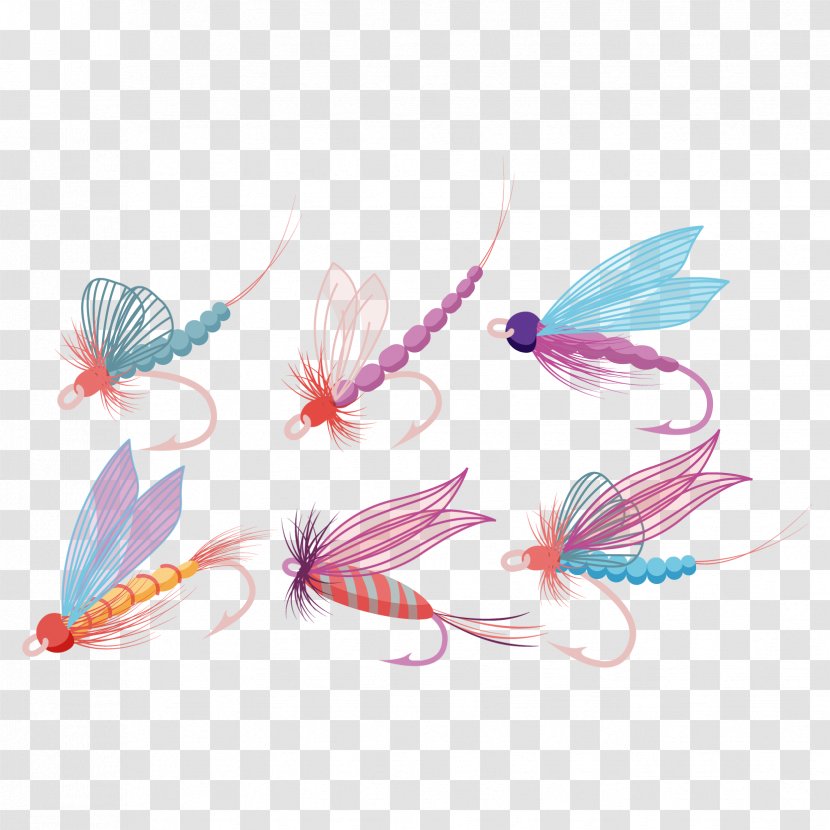 Fly Fishing Pattern - Fish Hook - Vector Dragonfly Wings Hooks Transparent PNG
