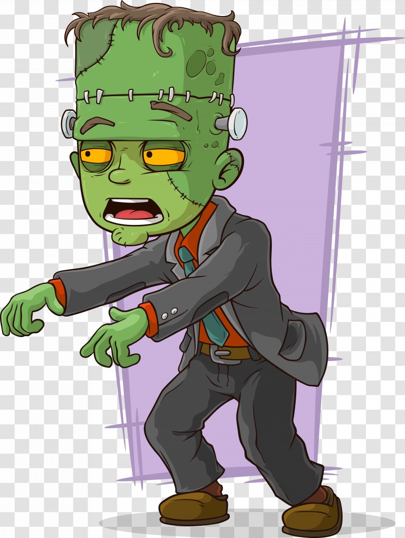 Frankensteins Monster Cartoon Illustration - Watercolor - Walking Zombies Transparent PNG