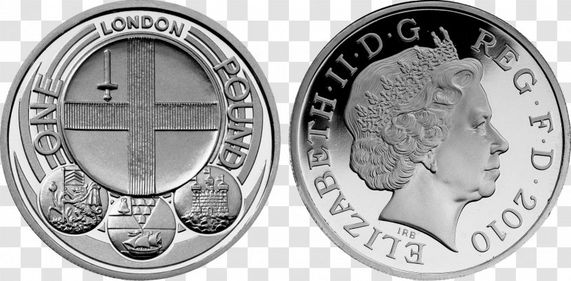 Dollar Coin One Pound Royal Mint Silver - City Of London - Coins Transparent PNG