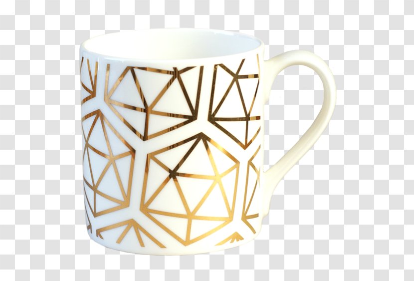 Coffee Cup Mug Gold Alfred & Wilde Bone China - Icosahedron Transparent PNG