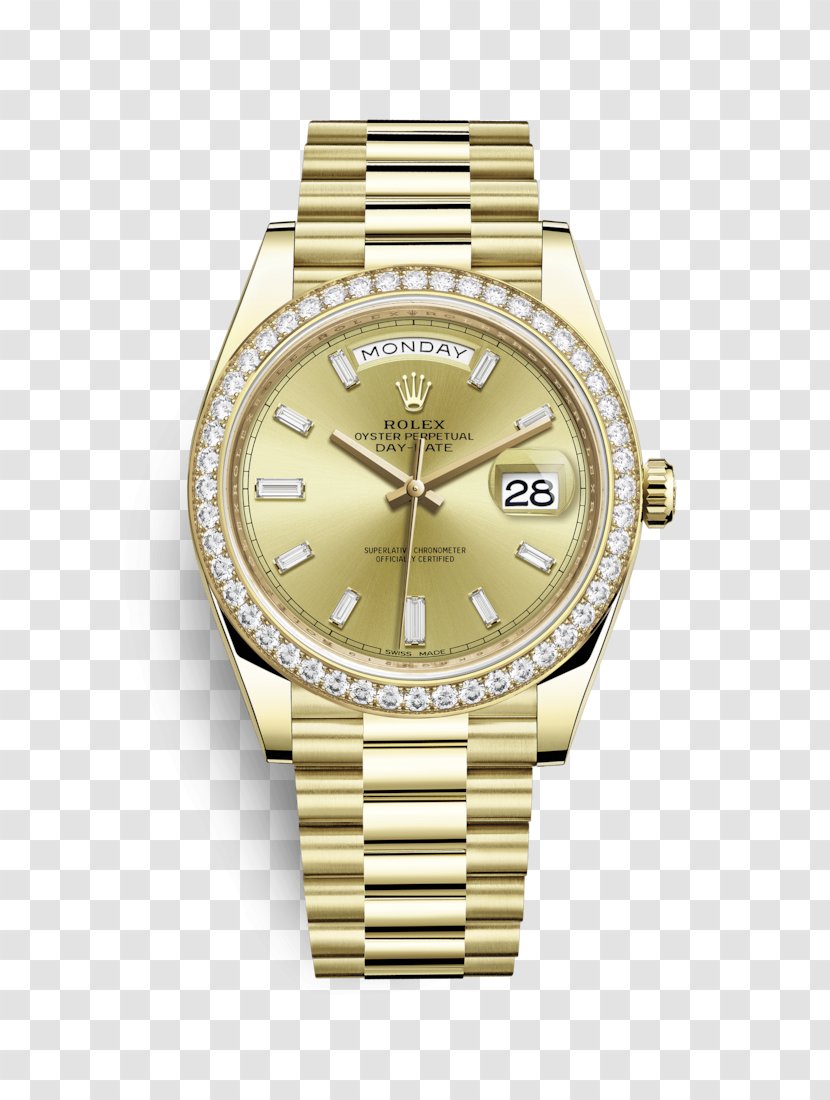 Rolex Submariner Day-Date Gold President Perpetual - Watch Accessory - Diamond Transparent PNG