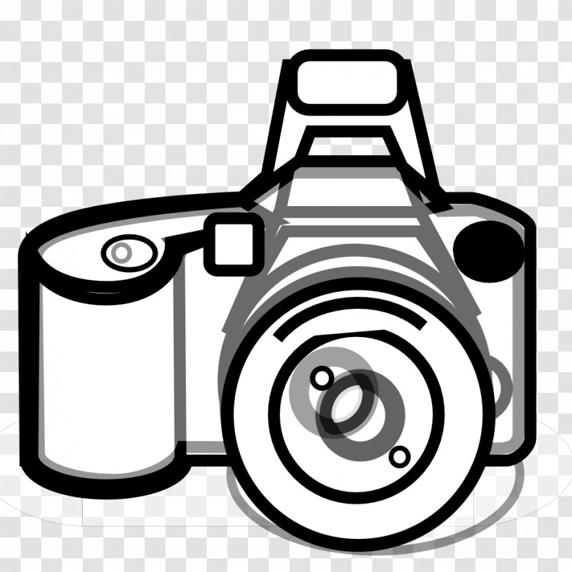 Camera Black And White Photography Clip Art - Free Content - Kamera Clipart Transparent PNG