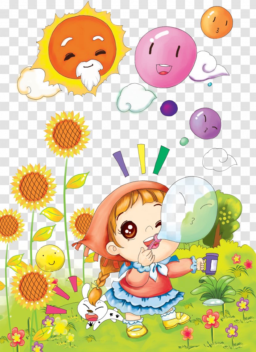 Cartoon Illustration - Sunflower Sun Transparent PNG