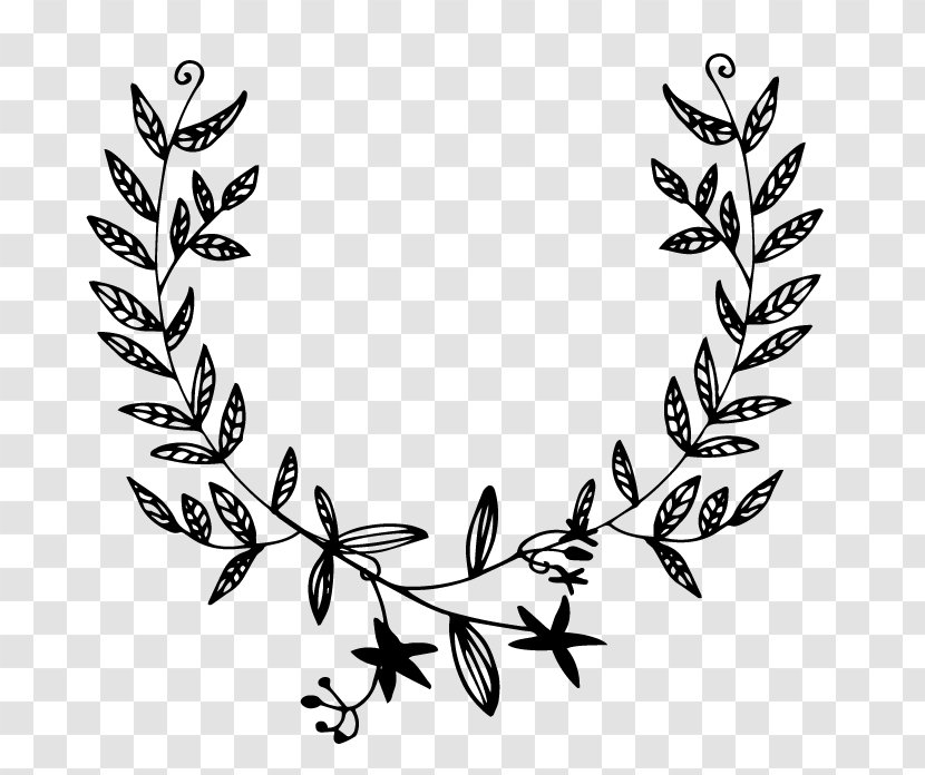 Leaf Plant Stem Pattern Clip Art Design - Blackandwhite - Society6 Transparent PNG