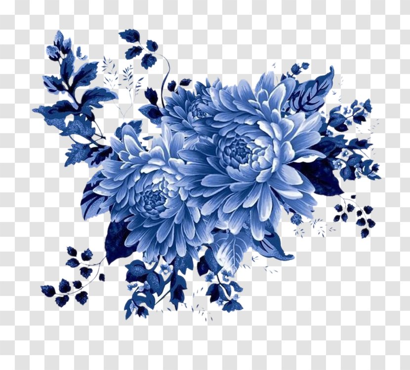 Blue And White Pottery Motif Clip Art - Cut Flowers - Beautiful Flower Picture Transparent PNG