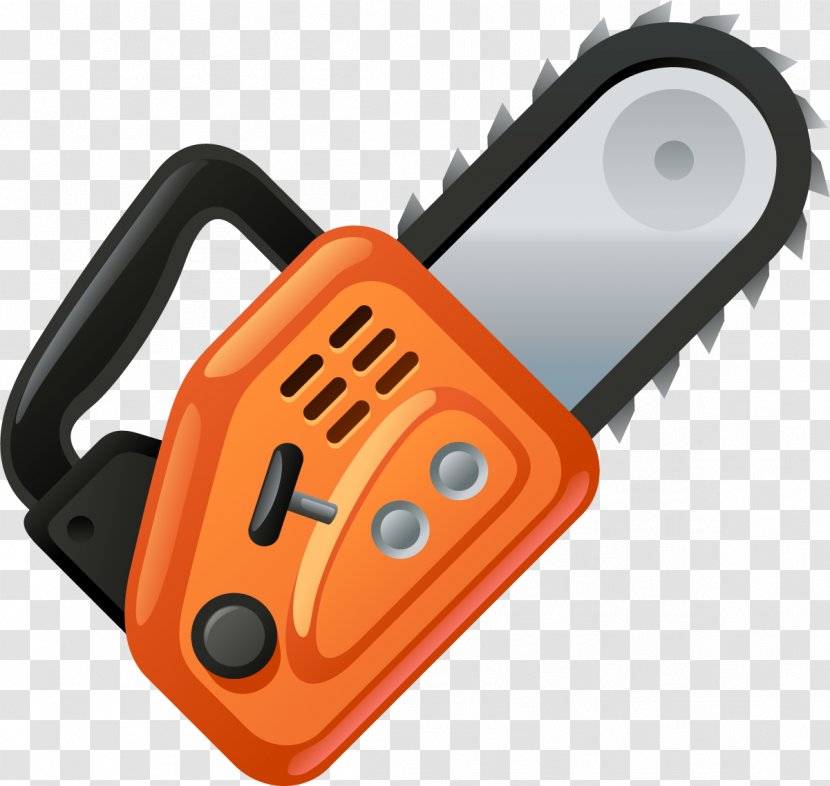 Tool Chainsaw Cartoon - Hardware - Orange Transparent PNG