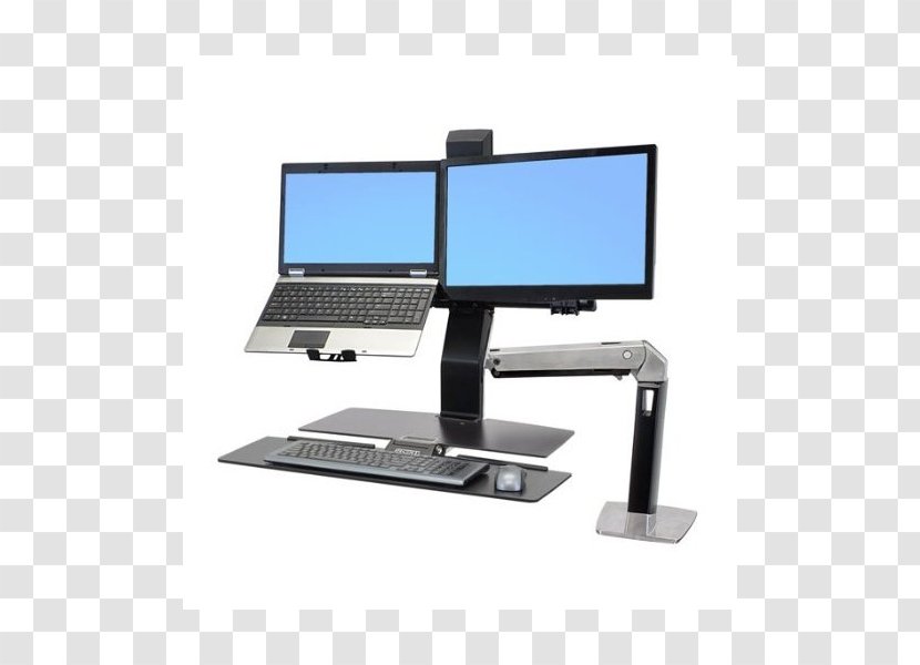 Laptop Computer Keyboard Ergotron WorkFit-S Dual With Worksurface+ WorkFit -A Monitors - Multimonitor - Sitstand Desk Transparent PNG