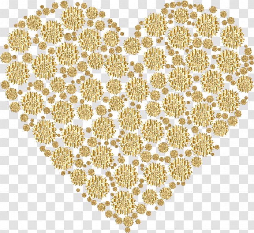 Gold Flower Petal Clip Art - Heart Transparent PNG