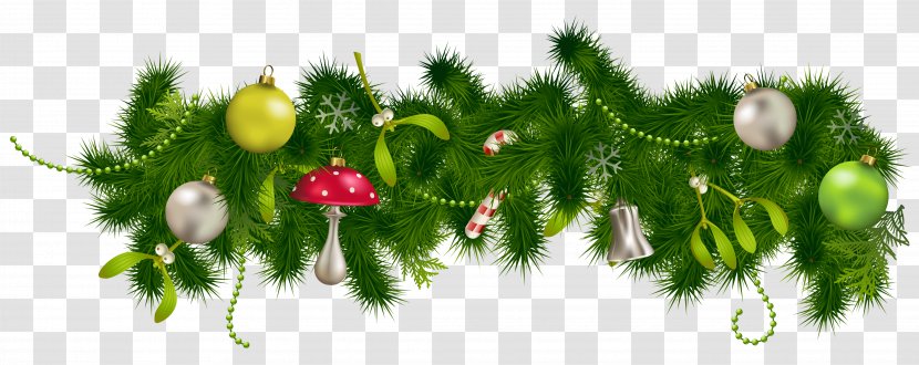 Christmas Decoration Ornament Clip Art - Flower - Transparent Pine Garland Decor Clipart Transparent PNG