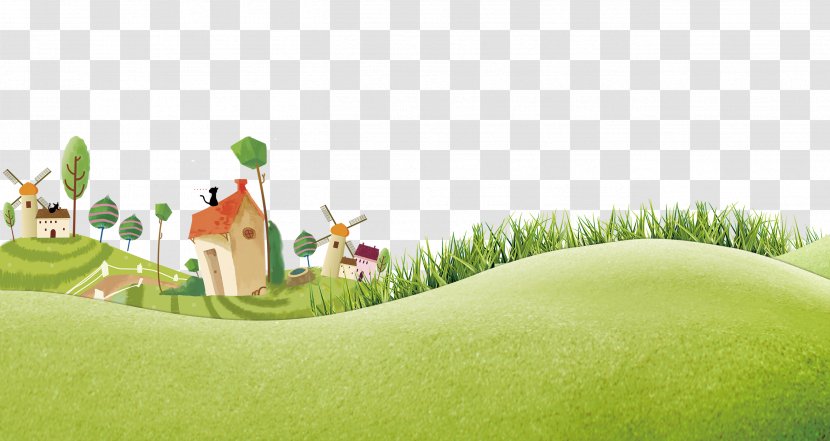 Poster Cartoon Photography - Tree - House On The Grass Transparent PNG