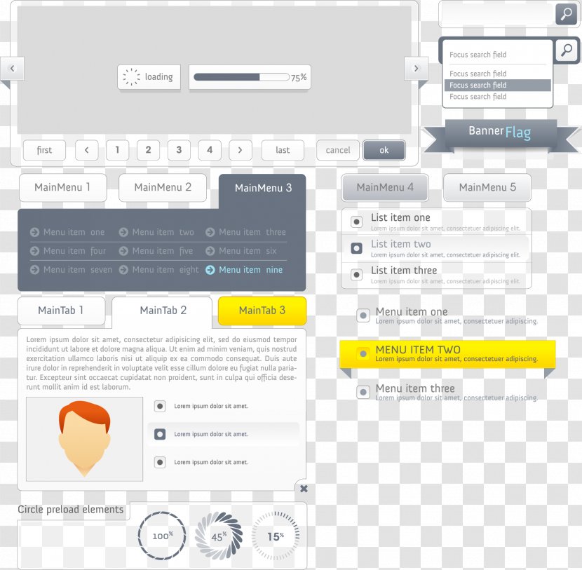 Web Design Menu Navigation Bar - Screenshot - Vector Transparent PNG