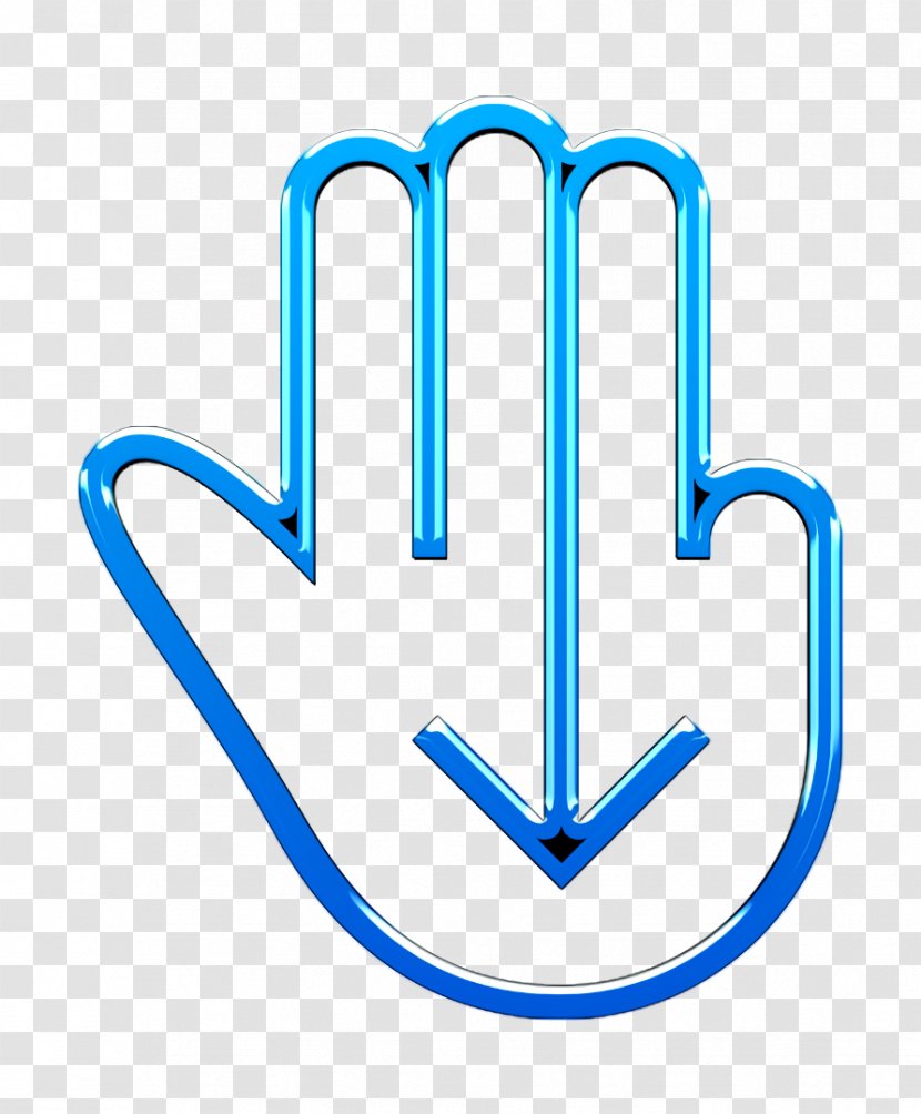 Down Icon Fingers Hand - Logo Electric Blue Transparent PNG