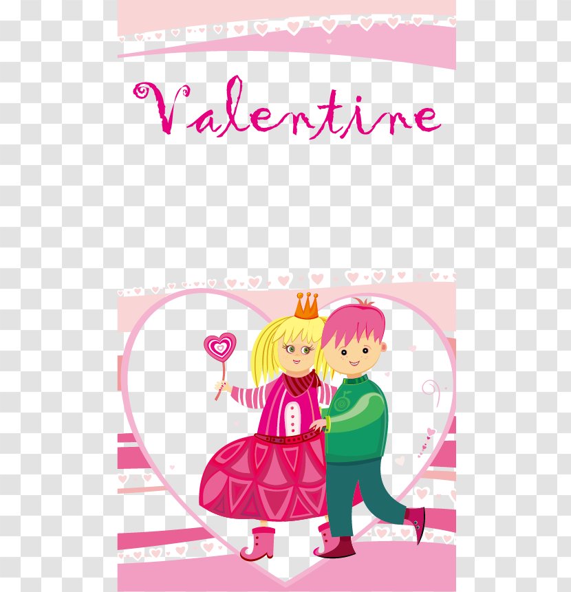 Valentines Day Cartoon - Vector Little Prince And Princess Lovers Transparent PNG