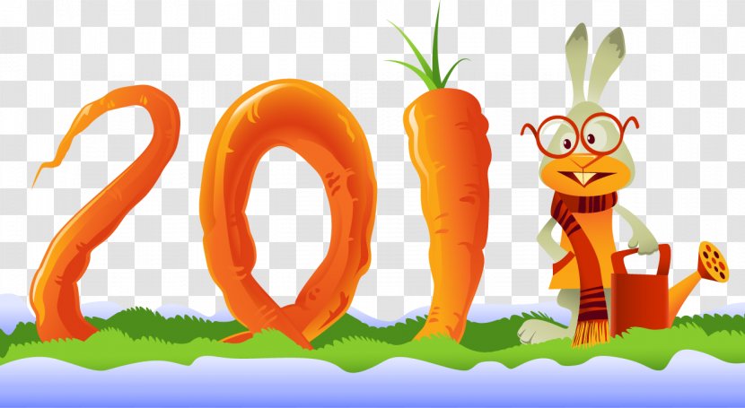 Chinese New Year Rabbit Calendar - Orange - Bunny And Carrot Vector Material Consisting Of 2011, Transparent PNG
