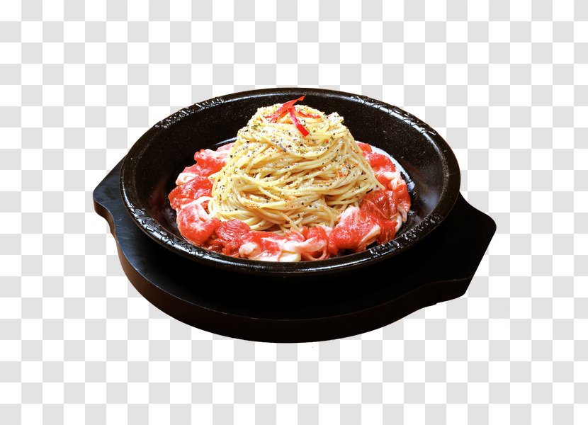Soba Korean Cuisine Tableware Recipe Spaghetti - Beef Steak With Rice Transparent PNG