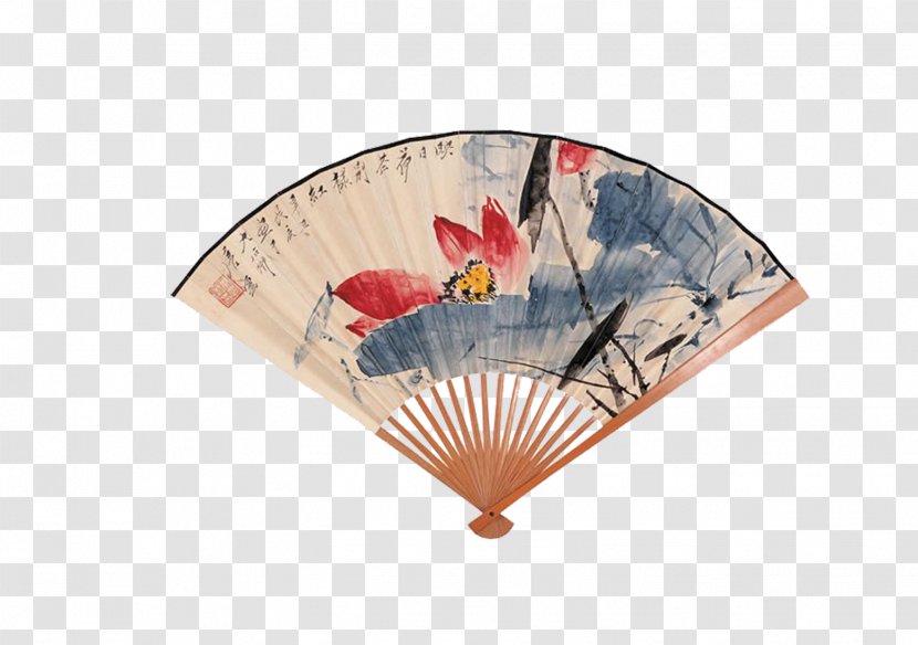 Hand Fan Paper Ink Wash Painting - Dendranthema Chanetii - Antique Folding Lotus Transparent PNG
