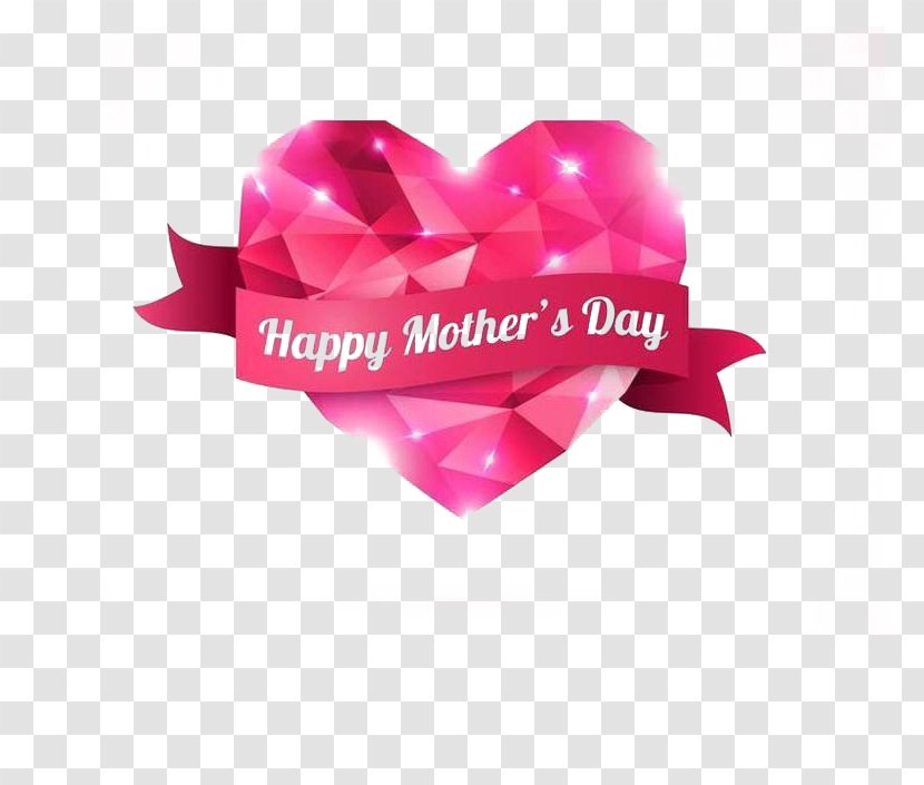Mothers Day Heart Valentines - Pink - Shaped Diamond Transparent PNG