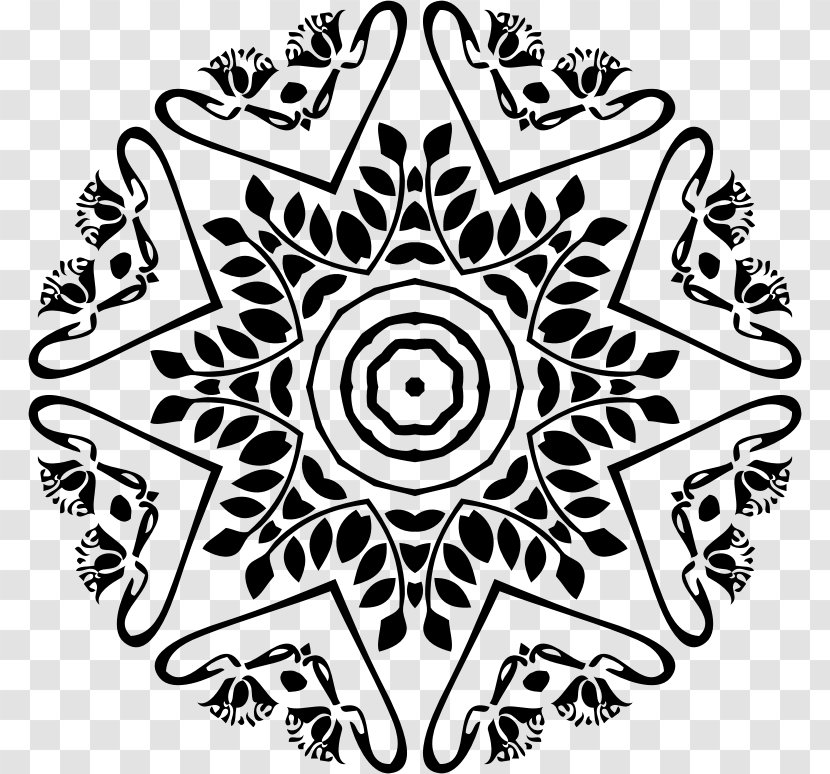 Floral Design Art Nouveau Designs Ornament Deco - Black And White Transparent PNG