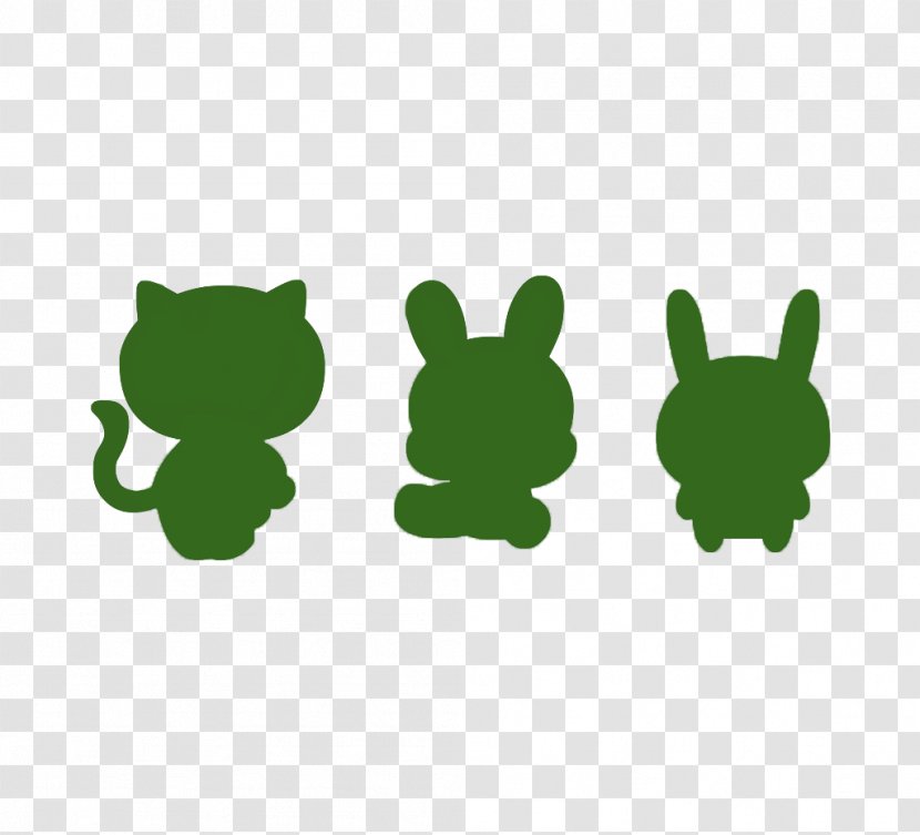 Cat European Rabbit Green Silhouette - Cats And Rabbits Material Transparent PNG
