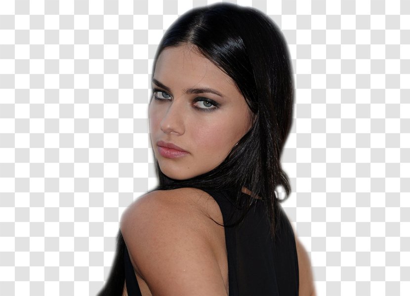 Adriana Lima Black Hair Model Layered Hairstyle - Cartoon Transparent PNG