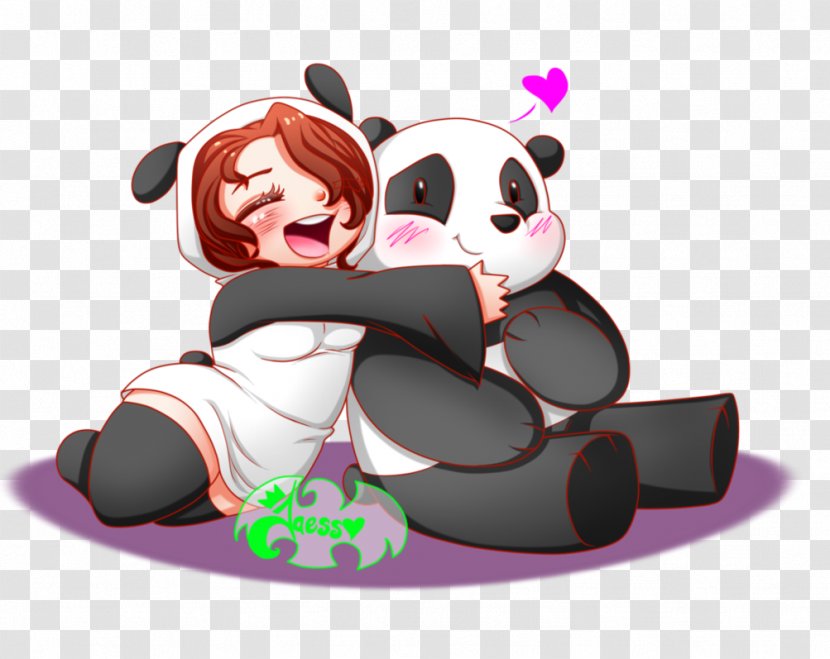 Giant Panda Bear Fan Art Cartoon - Flower Transparent PNG