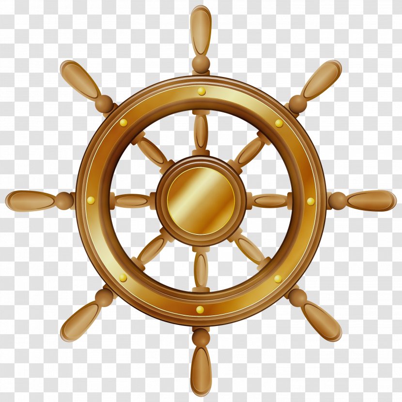 Ship Steering Wheel Background - Metal Brass Transparent PNG