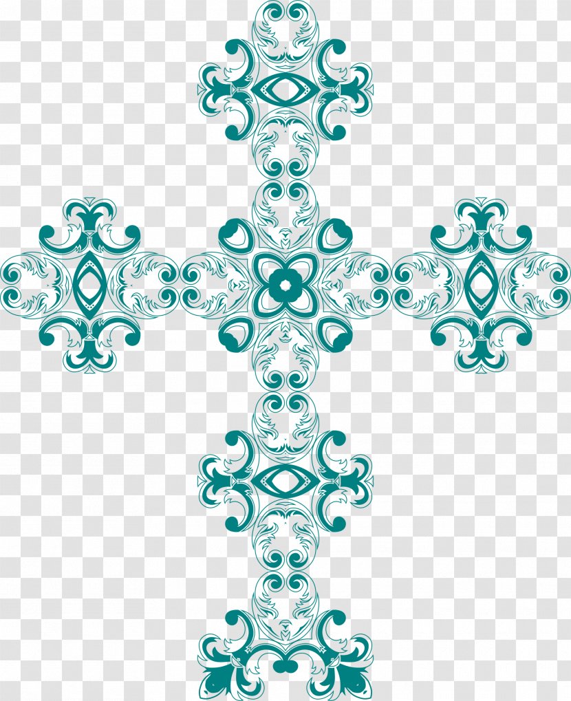 Christian Cross Crucifix Clip Art - Floral Design Transparent PNG