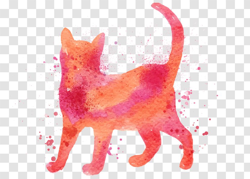 Cat Whiskers Watercolor Painting Design Illustration - Red Transparent PNG